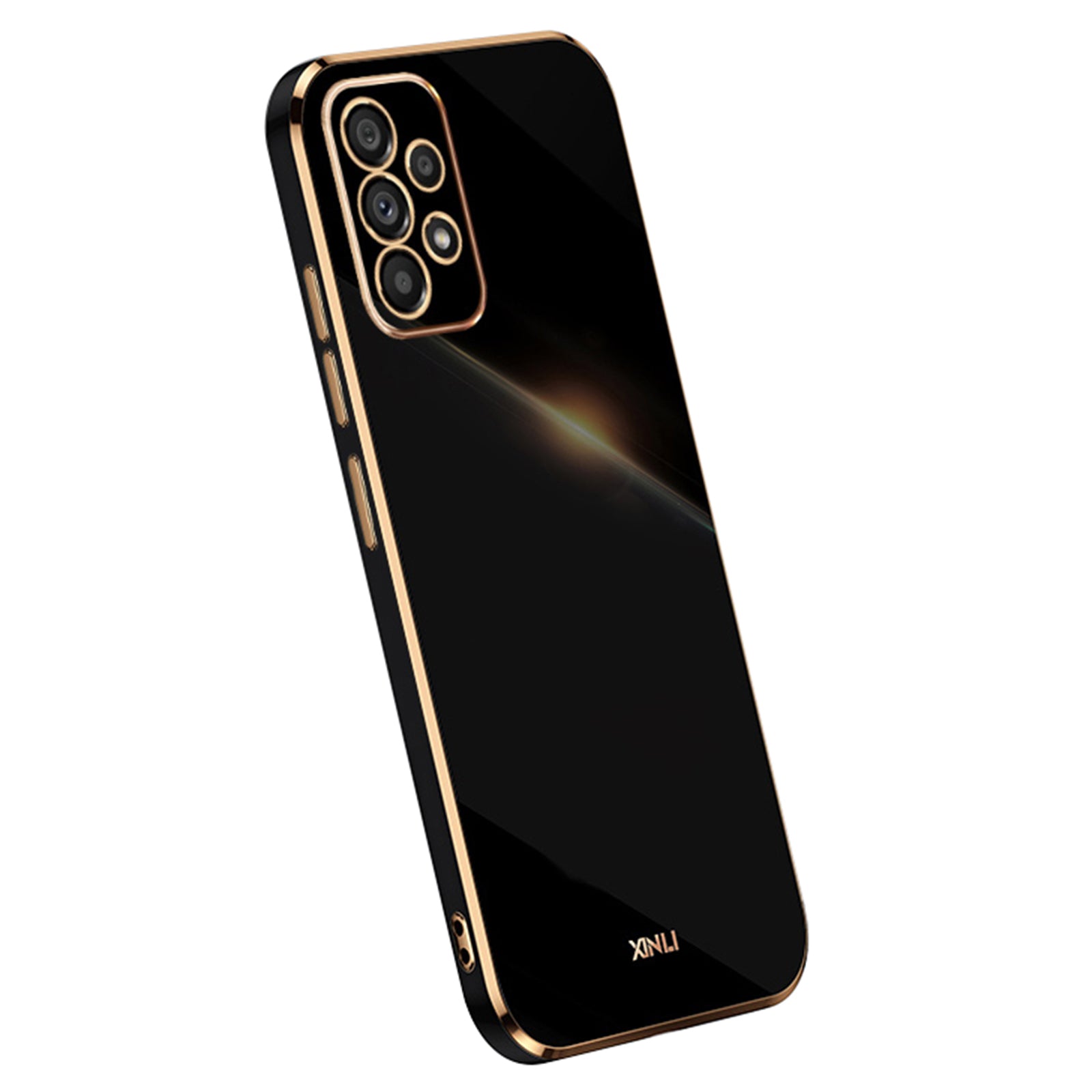 XINLI Cell Phone Cover For Samsung Galaxy A53 5G, Electroplating Golden Edge Scratch-resistant Anti-drop TPU Phone Case
