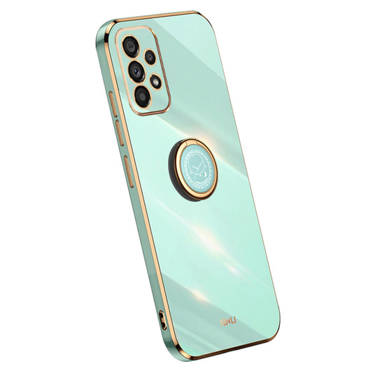 XINLI Shockproof Phone Cover For Samsung Galaxy A53 5G, Protective TPU Phone Case Kickstand with Electroplating Golden Edge