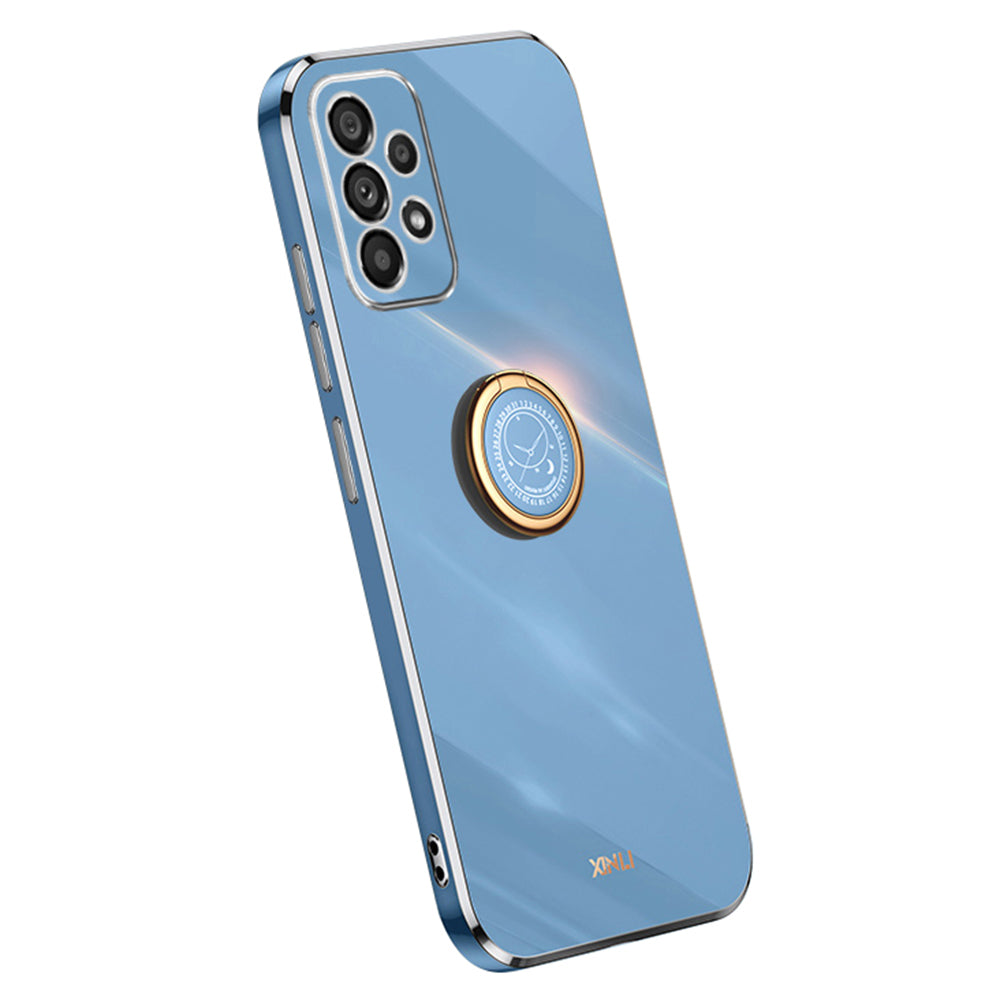 XINLI Shockproof Phone Cover For Samsung Galaxy A53 5G, Protective TPU Phone Case Kickstand with Electroplating Golden Edge
