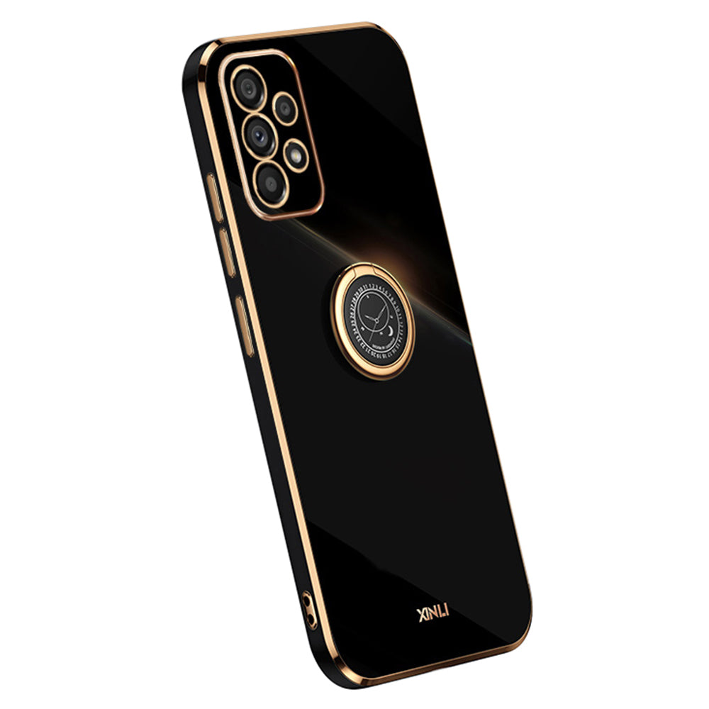 XINLI Shockproof Phone Cover For Samsung Galaxy A53 5G, Protective TPU Phone Case Kickstand with Electroplating Golden Edge
