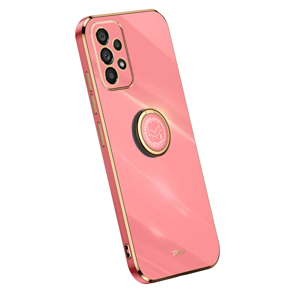 XINLI Shockproof Phone Cover For Samsung Galaxy A53 5G, Protective TPU Phone Case Kickstand with Electroplating Golden Edge
