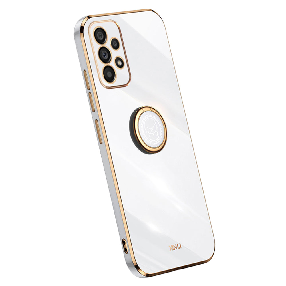 XINLI Shockproof Phone Cover For Samsung Galaxy A53 5G, Protective TPU Phone Case Kickstand with Electroplating Golden Edge