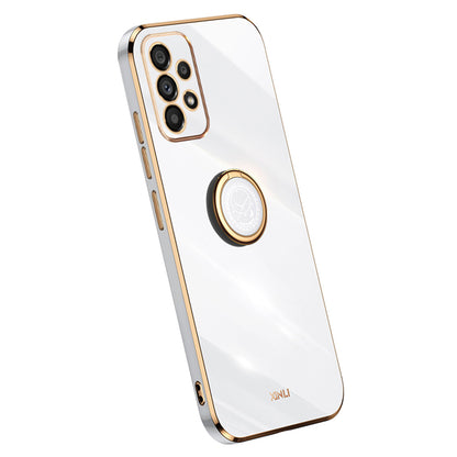 XINLI Shockproof Phone Cover For Samsung Galaxy A53 5G, Protective TPU Phone Case Kickstand with Electroplating Golden Edge
