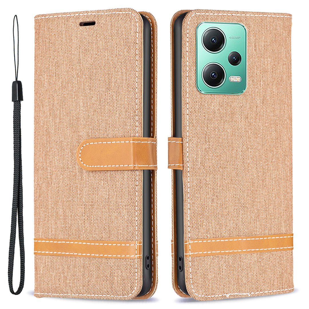 Flip Leather Case for Xiaomi Redmi Note 12 5G (Global) / (India) / (China) / Poco X5 5G Wallet Phone Case Jeans Cloth Texture Protective Stand Cover