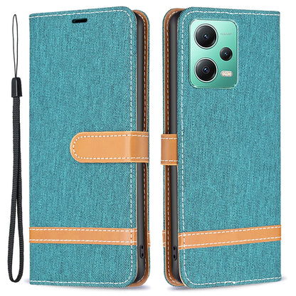 Flip Leather Case for Xiaomi Redmi Note 12 5G (Global) / (India) / (China) / Poco X5 5G Wallet Phone Case Jeans Cloth Texture Protective Stand Cover