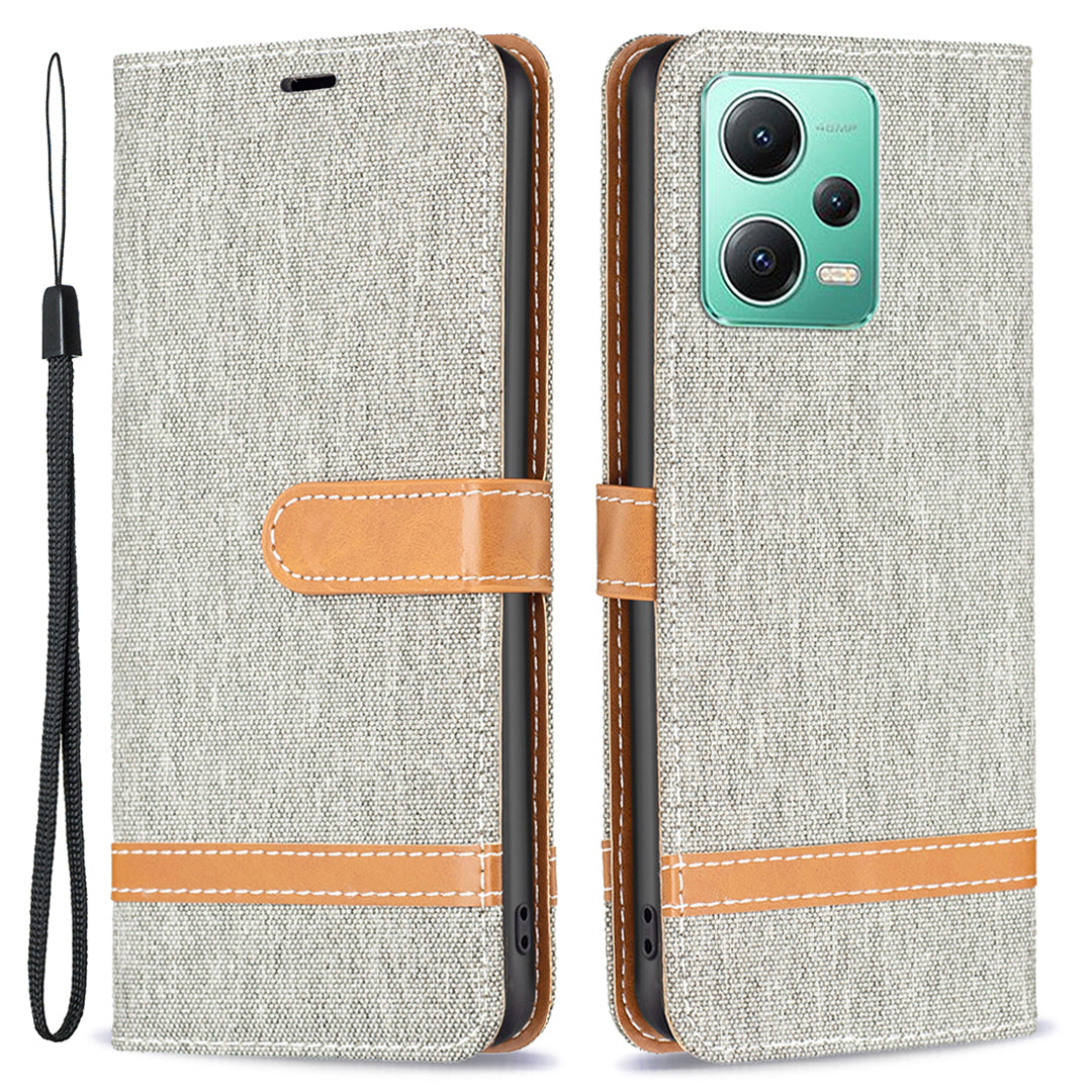 Flip Leather Case for Xiaomi Redmi Note 12 5G (Global) / (India) / (China) / Poco X5 5G Wallet Phone Case Jeans Cloth Texture Protective Stand Cover