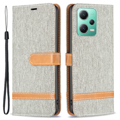 Flip Leather Case for Xiaomi Redmi Note 12 5G (Global) / (India) / (China) / Poco X5 5G Wallet Phone Case Jeans Cloth Texture Protective Stand Cover
