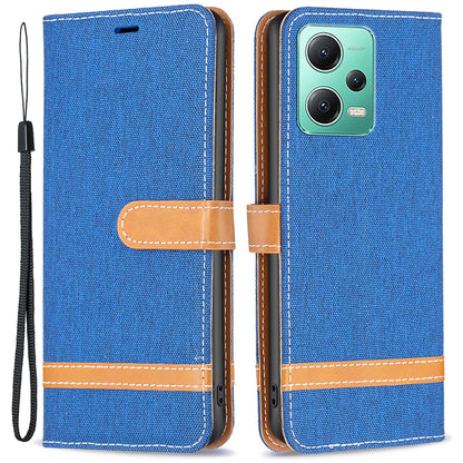 Flip Leather Case for Xiaomi Redmi Note 12 5G (Global) / (India) / (China) / Poco X5 5G Wallet Phone Case Jeans Cloth Texture Protective Stand Cover