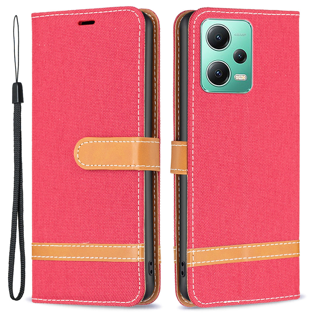 Flip Leather Case for Xiaomi Redmi Note 12 5G (Global) / (India) / (China) / Poco X5 5G Wallet Phone Case Jeans Cloth Texture Protective Stand Cover