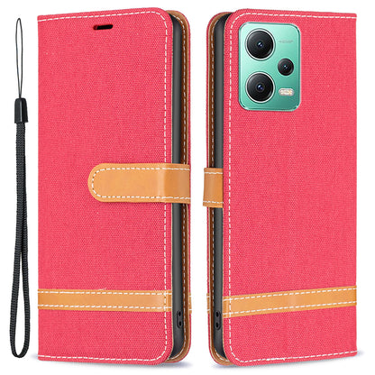 Flip Leather Case for Xiaomi Redmi Note 12 5G (Global) / (India) / (China) / Poco X5 5G Wallet Phone Case Jeans Cloth Texture Protective Stand Cover