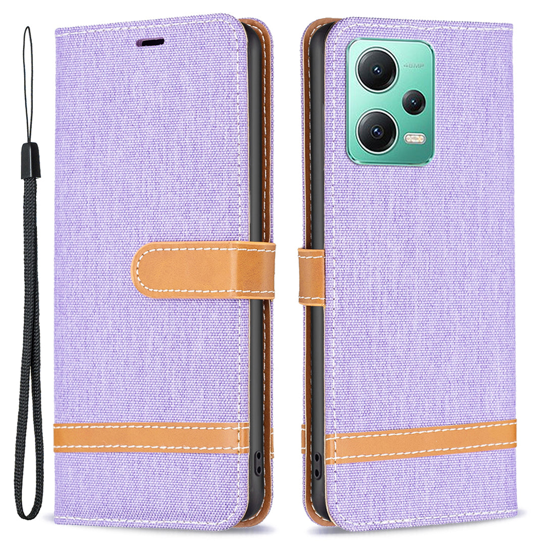 Flip Leather Case for Xiaomi Redmi Note 12 5G (Global) / (India) / (China) / Poco X5 5G Wallet Phone Case Jeans Cloth Texture Protective Stand Cover