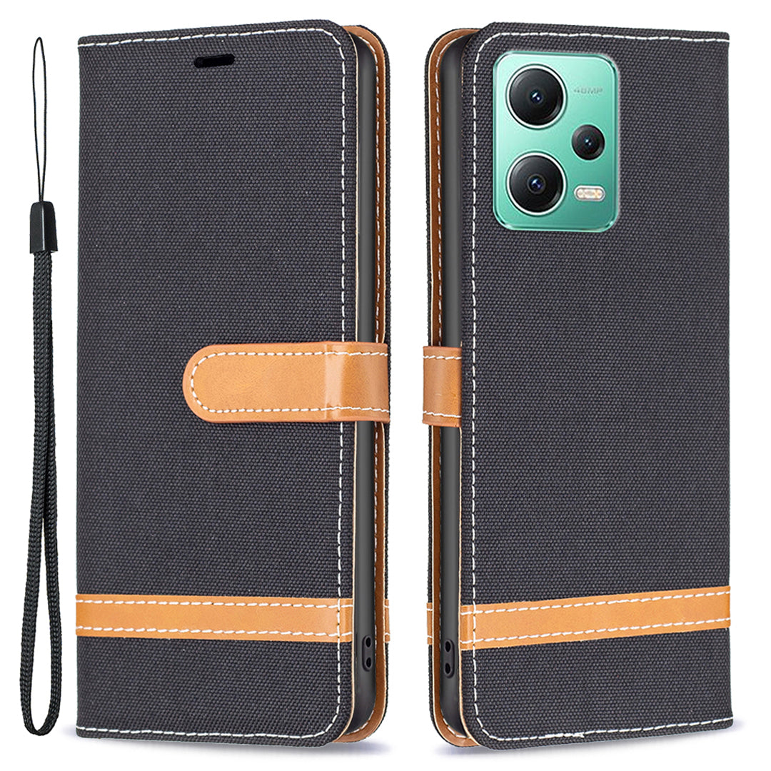 Flip Leather Case for Xiaomi Redmi Note 12 5G (Global) / (India) / (China) / Poco X5 5G Wallet Phone Case Jeans Cloth Texture Protective Stand Cover