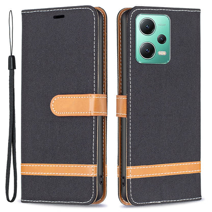 Flip Leather Case for Xiaomi Redmi Note 12 5G (Global) / (India) / (China) / Poco X5 5G Wallet Phone Case Jeans Cloth Texture Protective Stand Cover