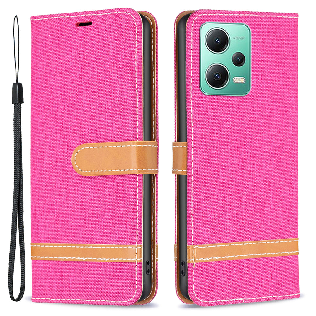 Flip Leather Case for Xiaomi Redmi Note 12 5G (Global) / (India) / (China) / Poco X5 5G Wallet Phone Case Jeans Cloth Texture Protective Stand Cover