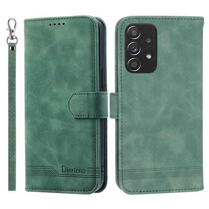 DIERFENG DF-03 PU Leather Wallet Phone Case for Samsung Galaxy A52 4G / 5G / A52s 5G, Flip Stand Lines Imprinted Phone Cover