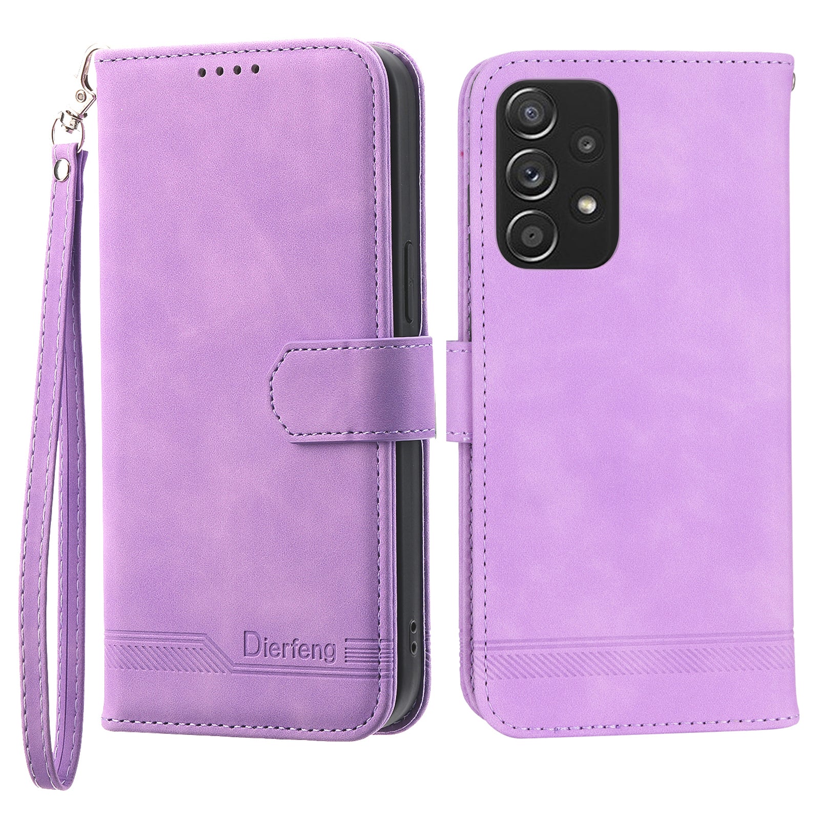 DIERFENG DF-03 PU Leather Wallet Phone Case for Samsung Galaxy A52 4G / 5G / A52s 5G, Flip Stand Lines Imprinted Phone Cover