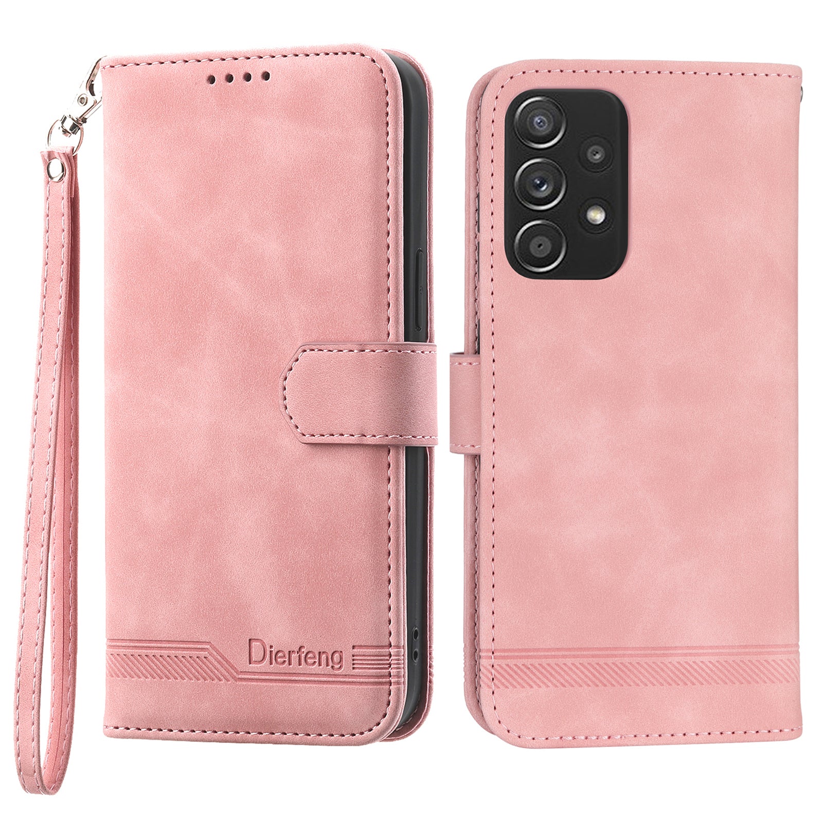 DIERFENG DF-03 PU Leather Wallet Phone Case for Samsung Galaxy A52 4G / 5G / A52s 5G, Flip Stand Lines Imprinted Phone Cover