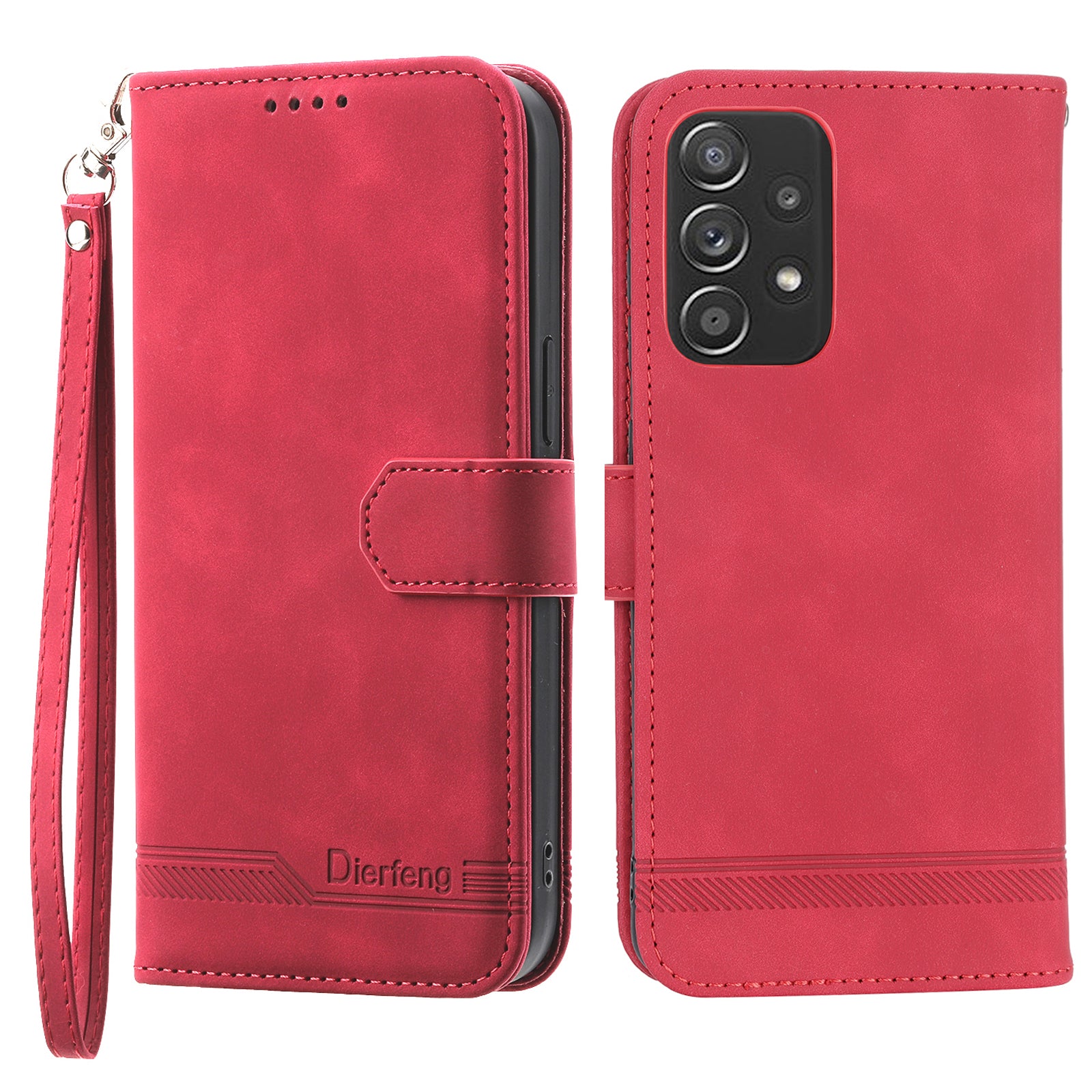DIERFENG DF-03 PU Leather Wallet Phone Case for Samsung Galaxy A52 4G / 5G / A52s 5G, Flip Stand Lines Imprinted Phone Cover