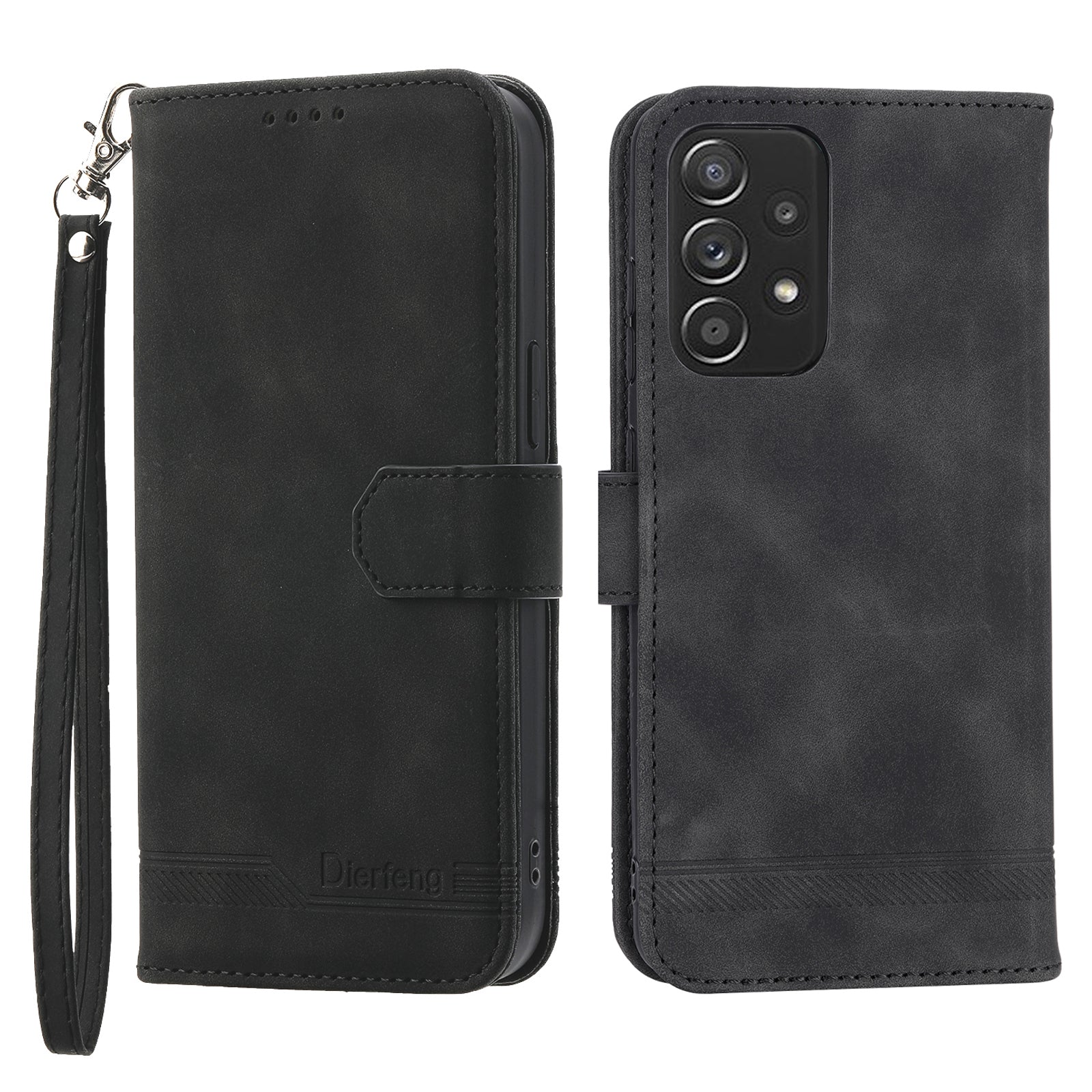 DIERFENG DF-03 PU Leather Wallet Phone Case for Samsung Galaxy A52 4G / 5G / A52s 5G, Flip Stand Lines Imprinted Phone Cover