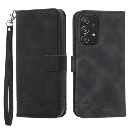 DIERFENG DF-03 PU Leather Wallet Phone Case for Samsung Galaxy A52 4G / 5G / A52s 5G, Flip Stand Lines Imprinted Phone Cover