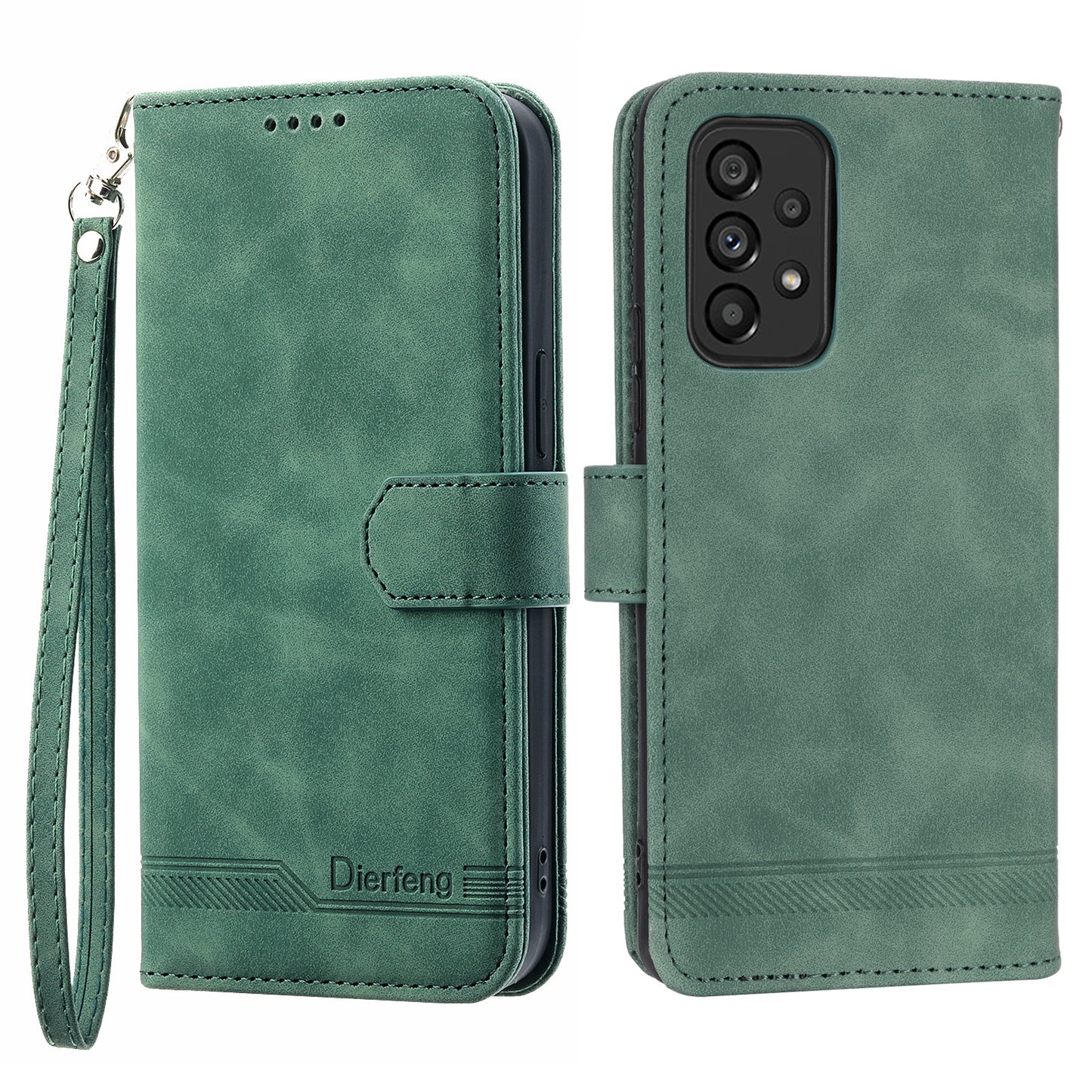 DIERFENG DF-03 Phone Wallet Case for Samsung Galaxy A53 5G, PU Leather Stand Lines Imprinted Phone Cover
