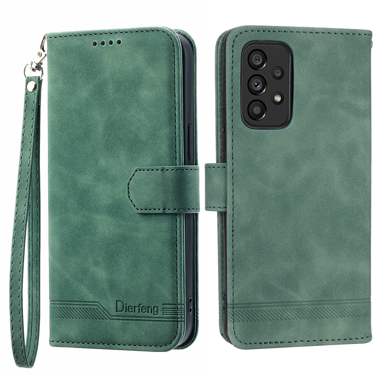 DIERFENG DF-03 Phone Wallet Case for Samsung Galaxy A53 5G, PU Leather Stand Lines Imprinted Phone Cover