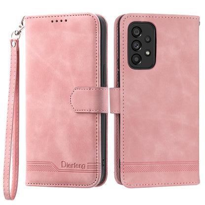 DIERFENG DF-03 Phone Wallet Case for Samsung Galaxy A53 5G, PU Leather Stand Lines Imprinted Phone Cover