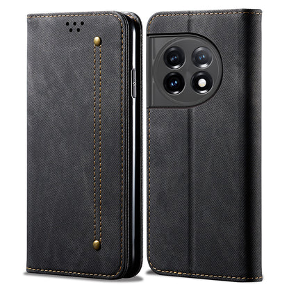 Phone Wallet Leather Case for OnePlus 11R 5G / Ace 2 5G , Jeans Cloth Texture Phone Stand Cover