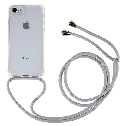 Back Case for iPhone 7 / 8 / SE (2020) / SE (2022), Fall Protection Clear TPU+Acrylic Phone Cover with Lanyard