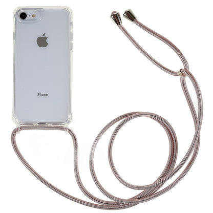 Back Case for iPhone 7 / 8 / SE (2020) / SE (2022), Fall Protection Clear TPU+Acrylic Phone Cover with Lanyard