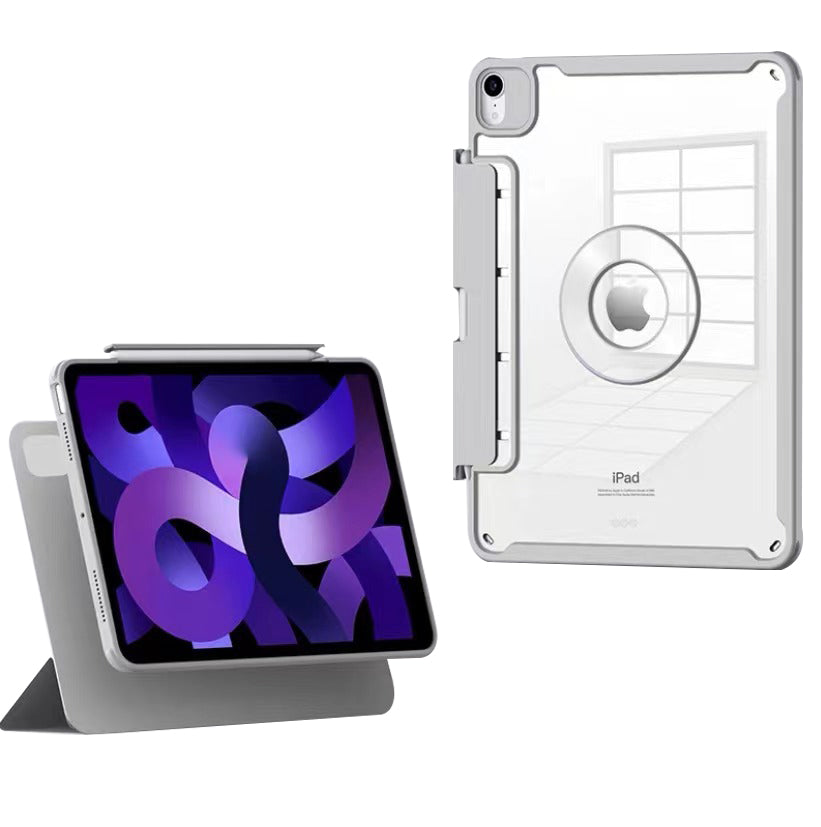 For iPad mini (2021) Drawer Pen Slot Design Magnetic Detachable Case Full Protection PU Leather Tablet Stand Cover
