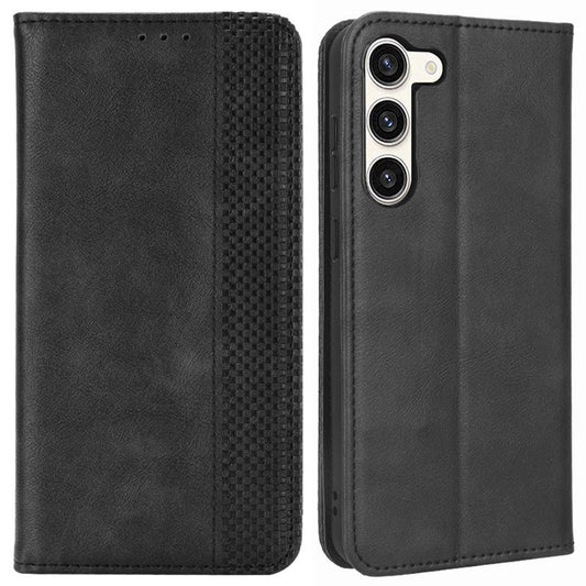 Retro Texture Phone Case for Samsung Galaxy S23, PU Leather Stand Wallet Cellphone Cover