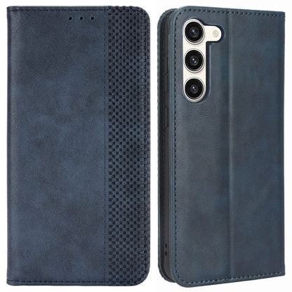 Retro Texture Phone Case for Samsung Galaxy S23, PU Leather Stand Wallet Cellphone Cover