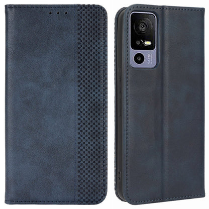 Retro Texture Phone Case for TCL 40R 5G, Fall Protection PU Leather Stand Wallet Cellphone Cover