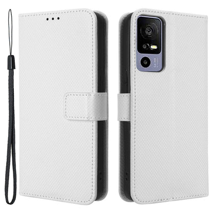 Wallet Stand Phone Case for TCL 40R 5G, Diamond Texture PU Leather+TPU Phone Cover
