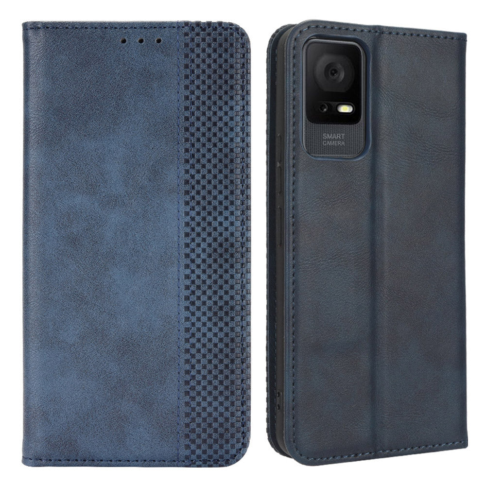 Retro Texture Wallet Phone Cover For TCL 405 / 406 / 408 / T506D, Magnetic Auto Closing Imprinted Pattern PU Leather Flip Phone Case