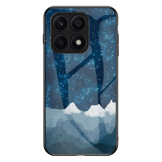 For Honor X8a 4G Starry Sky Pattern Phone Case Tempered Glass+PC+TPU Protective Cover