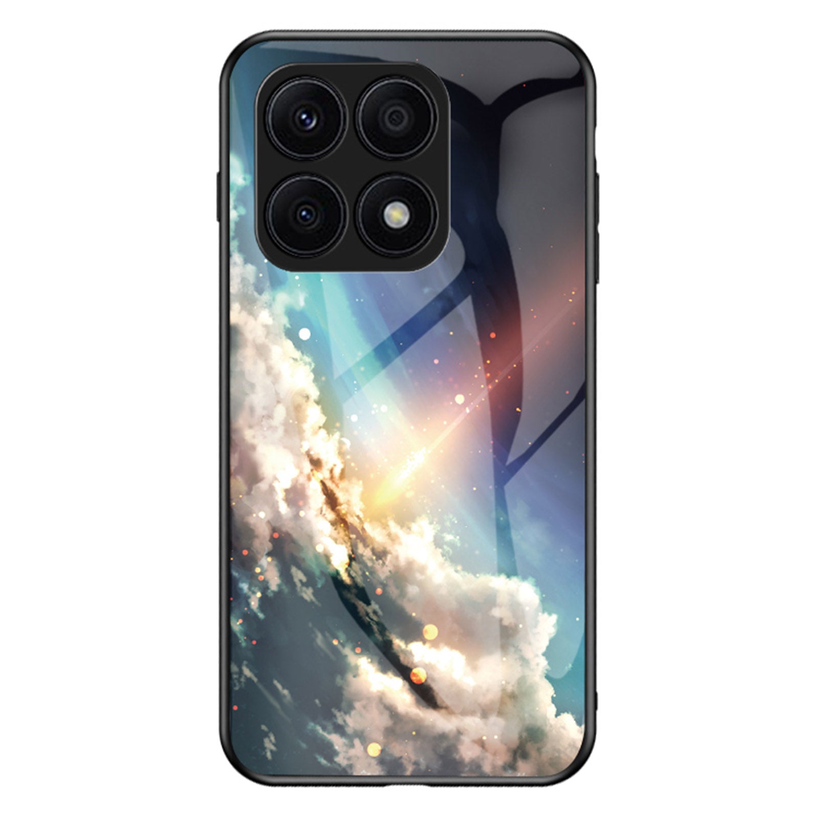 For Honor X8a 4G Starry Sky Pattern Phone Case Tempered Glass+PC+TPU Protective Cover
