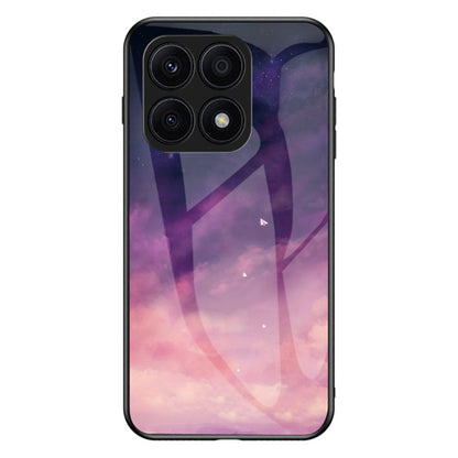 For Honor X8a 4G Starry Sky Pattern Phone Case Tempered Glass+PC+TPU Protective Cover