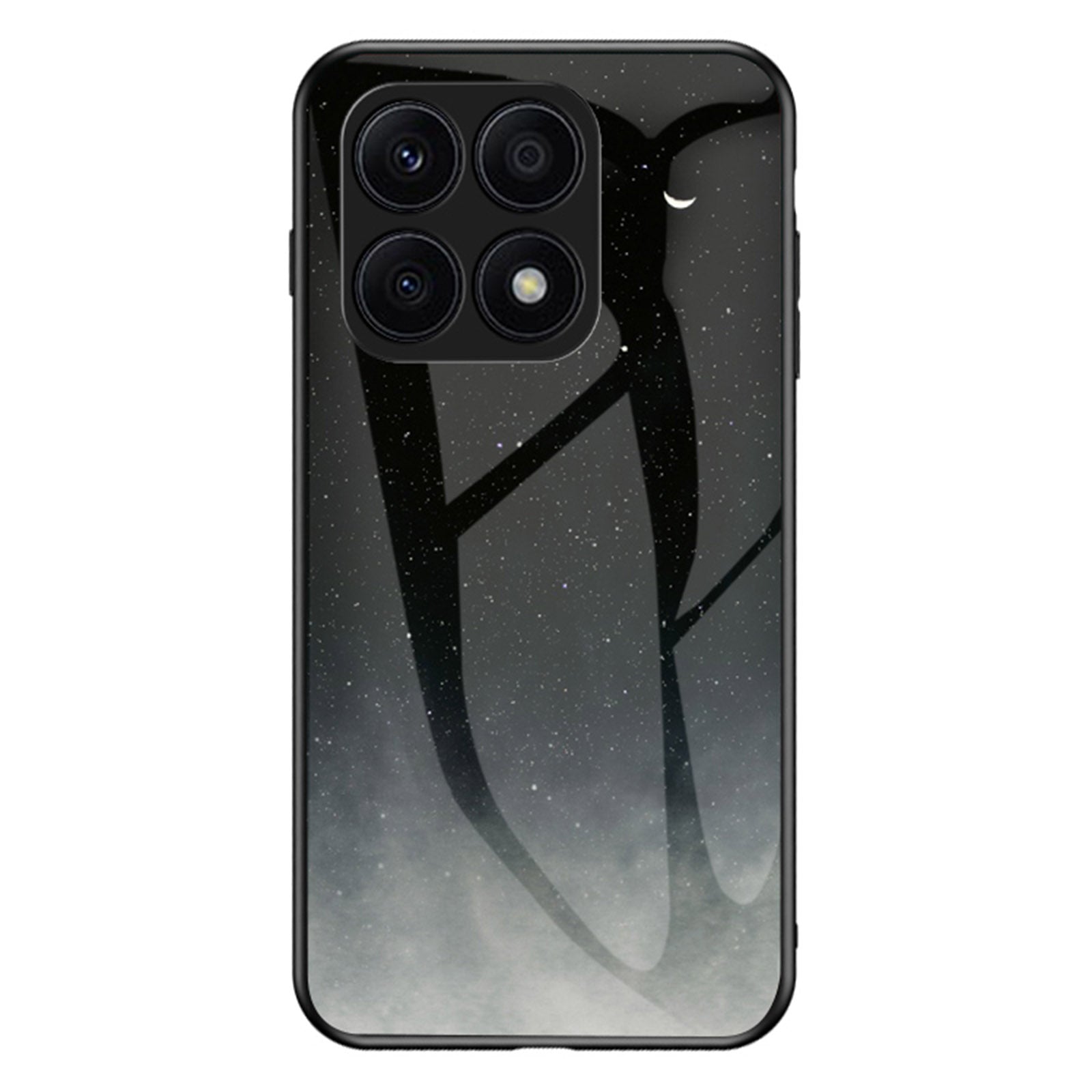 For Honor X8a 4G Starry Sky Pattern Phone Case Tempered Glass+PC+TPU Protective Cover