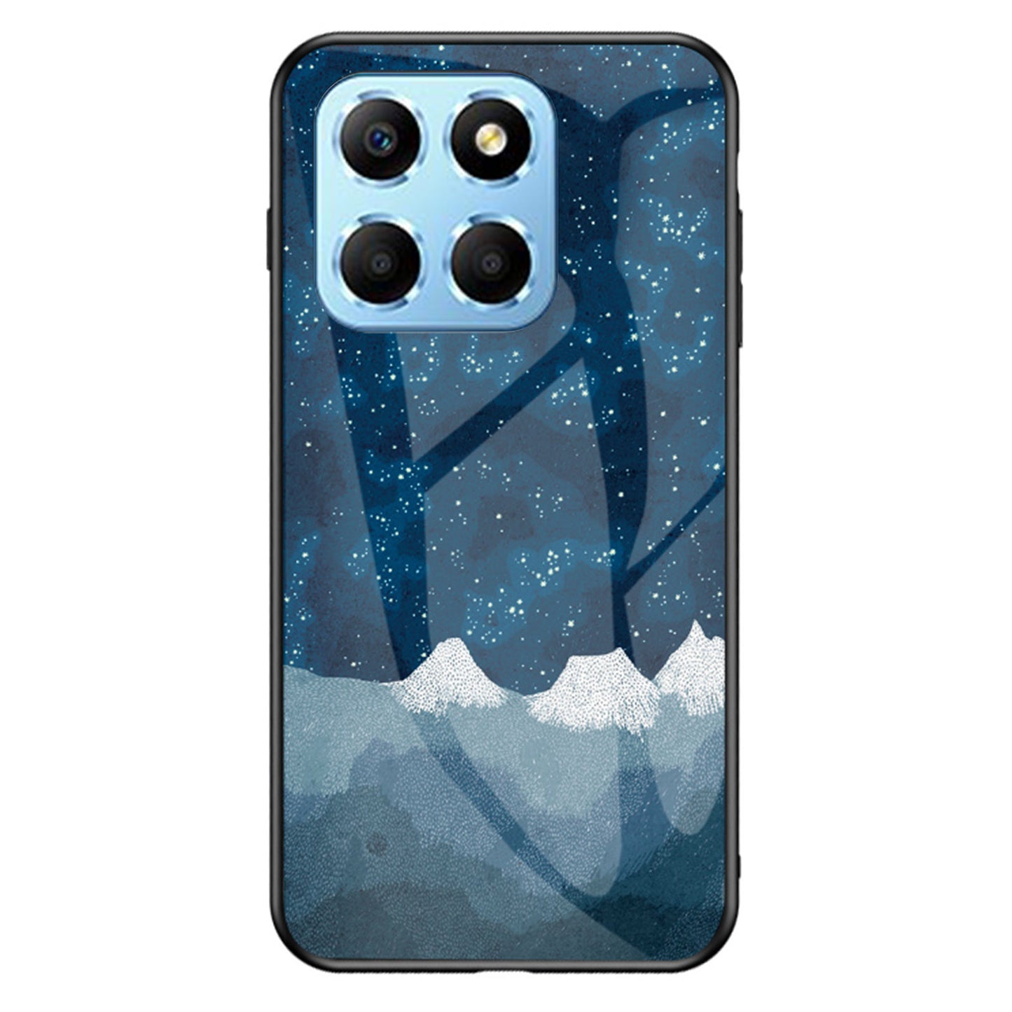 For Honor X8 5G Air-bag Anti-fall Phone Case Starry Sky Pattern Tempered Glass+PC+TPU Back Cover