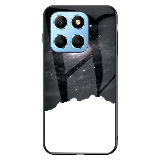 For Honor X8 5G Air-bag Anti-fall Phone Case Starry Sky Pattern Tempered Glass+PC+TPU Back Cover