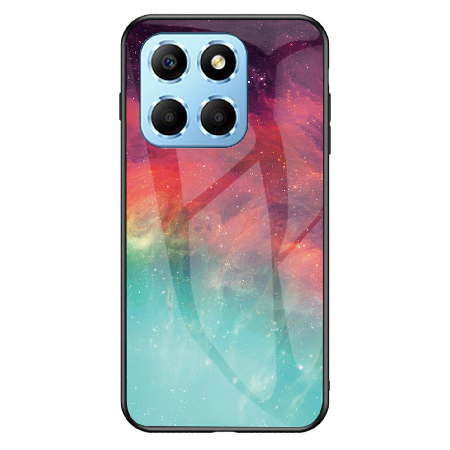For Honor X8 5G Air-bag Anti-fall Phone Case Starry Sky Pattern Tempered Glass+PC+TPU Back Cover