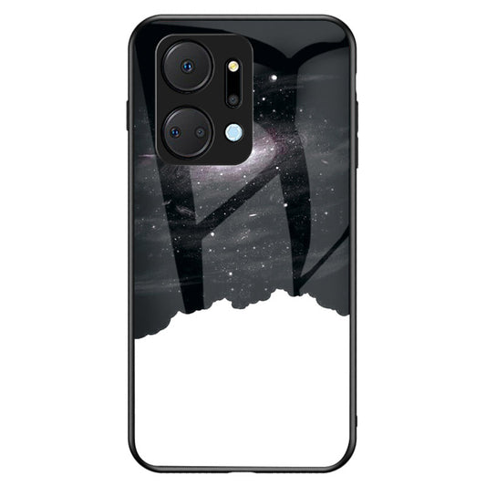 Mobile Phone Case for Honor X7a 5G, Starry Sky Pattern Tempered Glass+PC+TPU Smartphone Cover