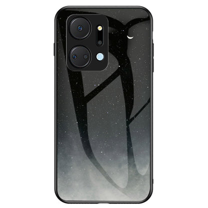 Mobile Phone Case for Honor X7a 5G, Starry Sky Pattern Tempered Glass+PC+TPU Smartphone Cover