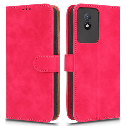 Flip Shell for vivo Y02 4G Skin-touch PU Phone Leather Case Wallet Stand Cell Phone Cover