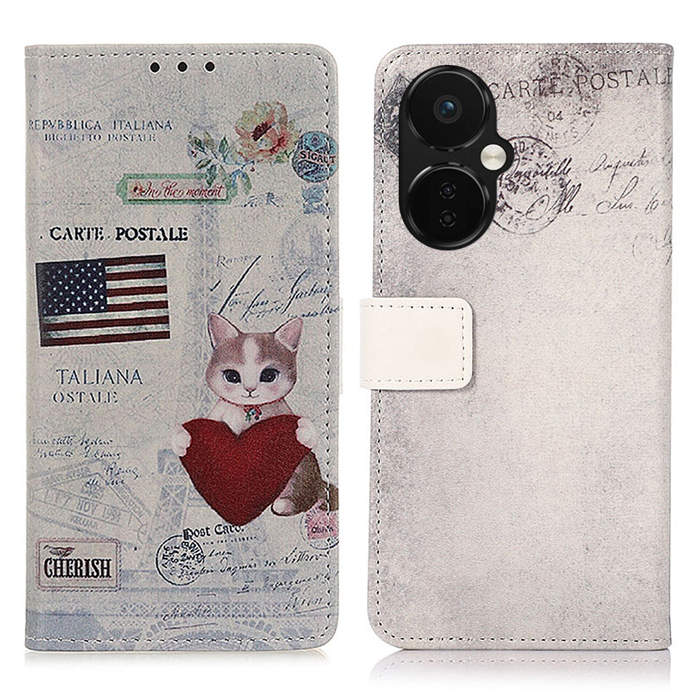 Phone Leather Case for OnePlus Nord CE 3 Lite 5G , Pattern Printing Stand Wallet Phone Cover