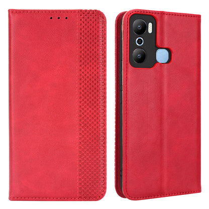 For Infinix Hot 20 Play 4G TPU+PU Leather Stand Wallet Phone Cover Retro Texture Anti-scratch Phone Case