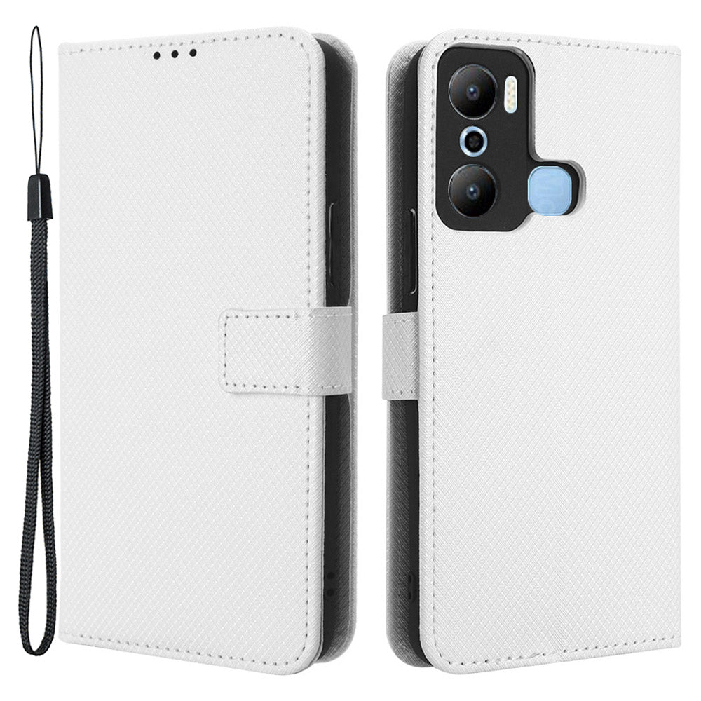 For Infinix Hot 20 Play 4G Diamond Texture PU Leather Wallet Cover Stand Smartphone Case