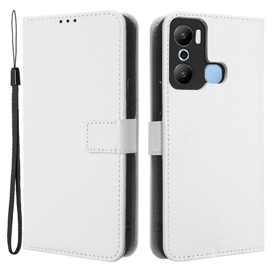For Infinix Hot 20 Play 4G Diamond Texture PU Leather Wallet Cover Stand Smartphone Case